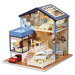 Rylai 3D Puzzles Miniature Dollhouse DIY Kit w/ Light - Seattle House Series Dolls Houses Accessories with Furniture LED Music Box Best Birthday Gift for Women and Girls