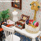 Odoria 1:12 Miniature Sewing Basket Fabric Scissor Tools Kit Dollhouse Decoration Accessories