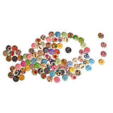 RayLineDo Pack of 50PCS Designed Super Fantastic Round Shaped Painted 4 Hole Wooden Buttons