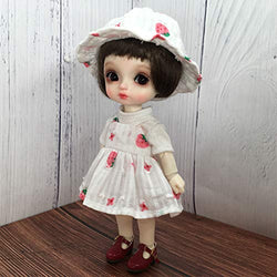HMANE BJD Dolls Clothes 1/6, White Dress Strawberry Skirt Clothes Outfit for 1/6 BJD Dolls, Including Hats, Skirts, T-Shirts (No Doll)