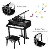 Goplus Classical Kids Piano, 30 Keys Wood Toy Grand Piano w/ Bench, Mini Musical Toy for Child (Black)