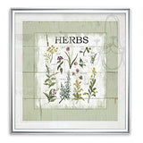Renditions Gallery Shiplap Herbs Artwork Giclee Canvas Wall Art Framed Botanical Prints For Nature Lovers Kitchen Decor Painting, 16 x 16, Silver