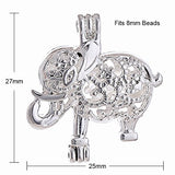 10pcs Lucky Elephant Pearl Cage Bright Silver Beads Cage Locket Pendant Jewelry Making--For