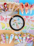Warmfits 10 Sheets Holographic Butterfly Nail Stickers Decals Holo Gold Silver Multi-Color Different Shapes Nail Adhesive Stickers
