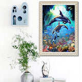Large 5D Diamond Art Kits for Adults,16" x 20" in Painting Cross Stitch Kits,Dolphin Full Drill Home Wall Crystal Rhinestone Embroidery Pictures Arts Craft for Home Wall Decor Gift