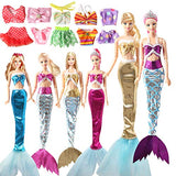 11 Sets Mermaid-Barbi Mermaid Tail Dresses and Bikini-Clothes Set Fit 11.5 Inch 12 Inch Doll Mermaid-Bar-B-i - with Tail Summer Beach Swimwear Swimsuit for Little Girl's Toy Dolls