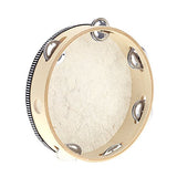 Kalaok 8" Hand Held Tambourine Drum Bell Birch Metal Jingles Percussion Musical Educational Toy Instrument for KTV Party Kids Games