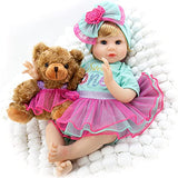 Milidool Reborn Baby Dolls, Realistic Newborn Baby Dolls, 22 inch Lifelike Weighted Cloth Body Baby Dolls Girl with Teddy Toy Gift Set for Kids Age 3+