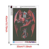 WOWDECOR 5D Diamond Painting Kits, Red Fiercely Dragon, Full Drill DIY Diamond Art Cross Stitch Paint by Numbers (Dragon)