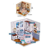 eveseed DIY Miniature Dollhouse Kit with Furniture Creative Dining Room Mini Wooden Doll House Accessories Plus Dust Proof for Kids Teens Adults