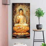 Golden Buddha Lotus Feng Shui Paintings Wall Art Posters and Prints Canvas Painting Wall Art Pictures Home Decor-27.5 ”x55.1”(70x140cm)Frameless