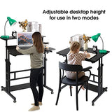 SIDUCAL Mobile Stand Up Desk, Adjustable Laptop Desk with Wheels Storage Desk Home Office Workstation, Rolling Table Laptop Cart for Standing or Sitting, Black