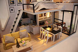 Kisoy Romantic and Cute Dollhouse Miniature DIY House Kit Creative Room for Friends, Lovers and Families (Happiness) with Dust Proof Cover