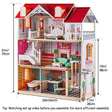 TOP BRIGHT Country Estate Wooden Dollhouse with Elevator Dream Doll House for Little Girls 5 Year Olds