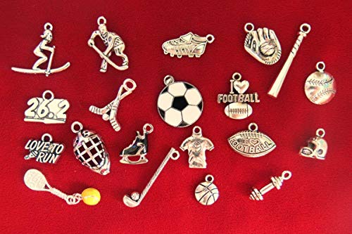 Lot of Set! 20pc Sports Deluxe Set Jewerly Making Charms Supplies DIY for Necklace Bracelet and