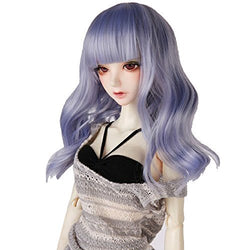 Wig High Temperature Synthetic Fiber Long Loose Wavy Ombre Light Blue Doll Wig for 1/3 1/4 1/6 1/8BJD Doll Wigs
