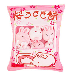 Cute Bag of Cherry Blossom Bunnies Plush Toy Soft Throw Pillow Stuffed Animal Toys Creative Gifts Room Decor
