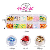 5 Box 11440pcs Nails Rhinestones and 36 Pots Foils Flakes, Teenitor Professional Nail Decoration with Gems for Nails Stud Foil for Nails Art