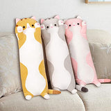 SWAYS Giant Cat Pillow Plush,Cute Cat Body Pillow Long Cat Stuffed Animal Soft Plushies Cat Plush Hugging Pillow Kitten Plush Throw Pillow Doll Toy Gifts for Kids Girls (Grey,51 inch)