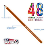 U.S. Art Supply 48 Piece Watercolor Artist Grade Water Soluble Colored Pencil Set Bundled with 9" x 12" Premium Spiral Bound Sketch Pad, (Pack of 2 Pads) Each Pad has 100-Sheets, 60 Pound (100gsm)