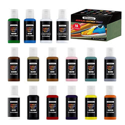 SEVENWELL 14 Colors Acrylic Leather Paint Kit (35ml/1.2 fl oz.) with 2 Acrylic Finisher for Shoes, Sneakers, Sofa, Jacket, Bag, Wallet, Car Seat, Leather Paint for Repair, DIY, Painting