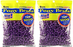 Darice Pony Beads, Purple OP, 1000/pkg (Two pack)