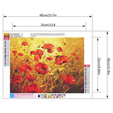 Diamond Painting Kits for Adults Kids, 5D DIY Red Flower Diamond Art Accessories with Round Full Drill for Home Wall Decor - 15.7×11.8Inches