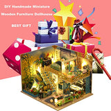 Roroom DIY Miniature and Furniture Dollhouse Kit,Mini 3D Wooden Doll House Craft Model with Dust Proof Cover and Music Movement,Creative Room Idea for Valentine's Day Birthday Gift(Zhi Ci Qing Lu)