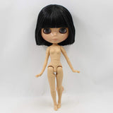 ASDAD BJD Nude Doll 1/6 SD Doll Blyth Nude Doll Blyth 1/6 Nude Doll Joint Body Black Straight Short Hair Bobo with Bangs 30cm Toy,A