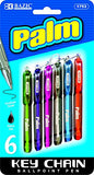 BAZIC Palm Mini Ballpoint Pen with Key Ring (Assorted Colors. 6/Pack)