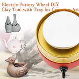 Toolly Mini Electric Pottery Wheel Machine Small Pottery Forming Machine with Tray for DIY Ceramic Work Clay Art Craft