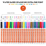 Acrylic Paint Pens for Rock Painting, 24 Bright Colors Paint Markers Kit for Glass, Stone, Wood, Fabric, Metal, Ceramic, Rock & More, Extra Fine Tip, Water Based, Acid Free Non Toxic, Quick-Dry