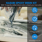 Epoxy Resin Crystal Clear Resin Kit 20oz - Clear Casting & Coating Resin for Art, Craft, DIY,Jewelry Making,Tumbler with 12 Color Resin Pigments, 5 8oz Measuring Cups, Plastic Spreader,Sticks and More