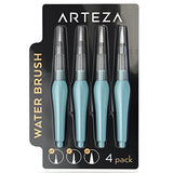 Arteza Water Brush Pen - Self-moistening - Portable - Watercolor - (Assorted Tips, Set of 4)