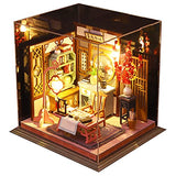 Roroom Dollhouse Miniature with Furniture,DIY 3D Wooden Doll House Kit New Chinese Style Plus with Dust Cover and LED,1:24 Scale Creative Room Idea Best Gift for Children Friend Lover HL07