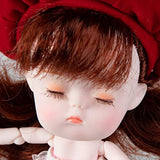 Chubby Girls Fortune Days Original 5 Inch Dolls(with Gift Box),26 Ball Joints Doll,Best BJD Gift for Girls (Cherry)