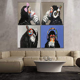 Animals Canvas Wall Art,Modern Gorilla Monkey Music Oil Painting Wall Painting Canvas Artworks Home Decor Animal Prints for Wall Decor,12x12inx4
