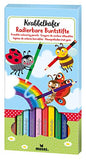 moses. 16123 Crawling Beetle Erasable Colouring Pencils 12 Pencils in Bright Colours for Children Colourful