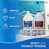 Pro Marine Supplies Clear Table Top Epoxy Resin (2 Gallon Kit) Bundle with Pro Mica Powder Set (10-Color Set) | UV Resistant Resin & Resin Pigment Powder for River Tables, Woodworking, Jewelry & More