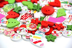 RayLineDo One Pack of over 95pcs Main Red Colors various shapes 2 holes Wood Buttons(15-20MM)