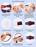 10 Yards 1/4 Inch Elastic Mask Strap String and 10 Pcs Mask Fabric Cloth - Cord Securing Holder Earloop Band, Soft Ear Tie Rope Sewing Trim DIY Craft, USA Flag, Skull, Peisley …