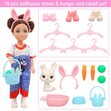 Miunana for Chelsea 4-6 Inch Girl Doll Clothes and Skirts 4 Inch Girl Doll Swimsuits and Doll Shoes with Doll Clothes Hanger and Dollhouse Rabbit Pet Kit 25 PCS Random Clothes for Chelsea Girl Doll