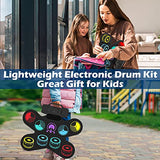 Electronic Drum Set, Colorful Roll-Up Drum Practice Pad, Portable / Dual Stereo Speakers / Bluetooth / Supports DTX Game, 9 Pad Digital Drum Kit for Kids Beginner Holiday Birthday Gift