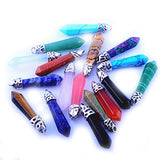 Hexagonal Healing Pointed Quartz Crystal Stone 15pcs Bullet Reiki Chakra Pendants Charm Random