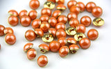 Pack of 50pcs 13mm Orange Pearl Half Resin Dome Cap Copper Base Buttons for Crafting Sewing