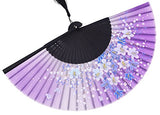 Amajiji Women Ladys Girls 8.27"(21cm) Folding Fan Hand Fan,Hand Held Silk Folding Fan with Bamboo