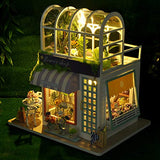 WYD DIY 2-Layer Gardening House Model Rooftop Sunshine Botanical Garden Flower House DIY Wooden Green House Flower Shop Doll House Kit Craft Gift Toys