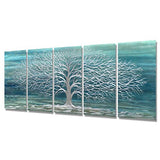 Brilliant Arts Large Blue Green Tree Metal Art Wall Decor Modern Abstract Aluminium Hanging Sculptures Multi-Panel Decorative Artwork for Kitchen