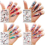 TailaiMei 12 Sheets Halloween Nail Stickers, 3D Horror Scary Wound Scar Bloody Self-Adhesive Gothic Nail Art Decals for DIY Nail Decorations (Bleading Style)