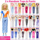 36 Pcs 11.5 inch Doll Clothes and Accessories Including Suitcase Shoes Rack Handbag Fashion Dresses Slip Dresses Top and Pants Sets Shoes Necklace Crown Perfect for Dolls